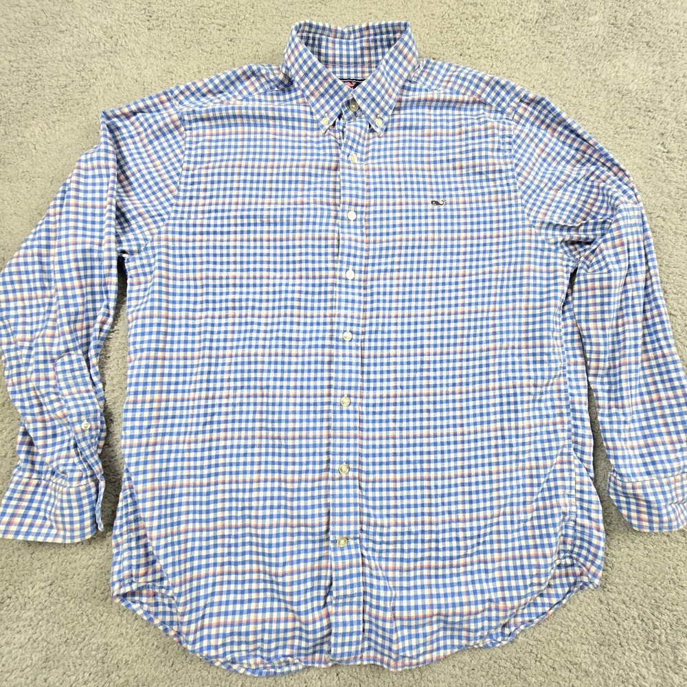 Vineyard Vines Mens Large Slim Fit Whale Flannel Shirt Long Sleeve Button - Picture 2 of 11